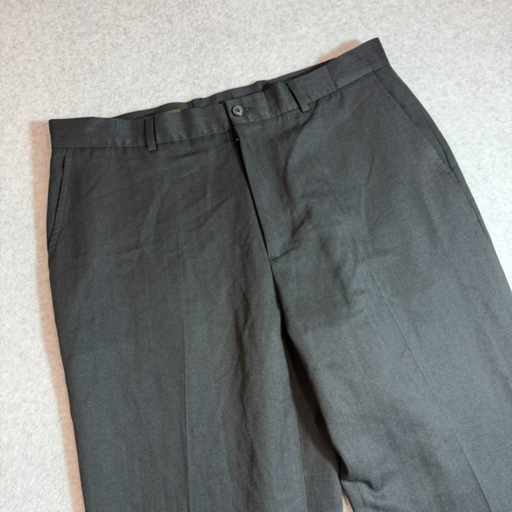 Perry Ellis Mens 36x32 Black Flat Front Dress Pants Slacks 49MB9016 - Picture 1 of 11